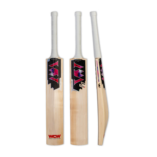 WCW ProX cricket bat in Dark Summit Silver, shown from three angles